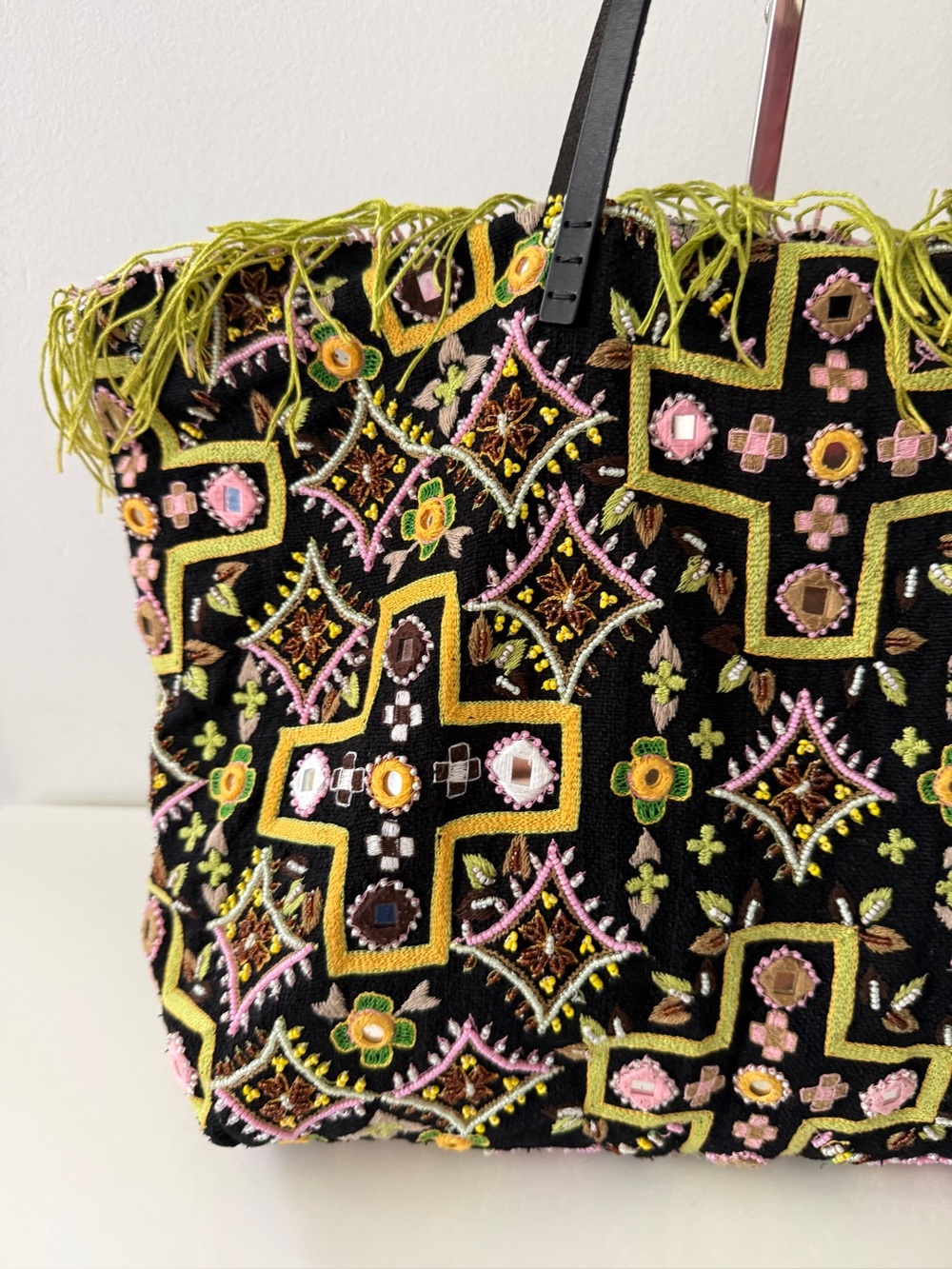 FENDI Beaded Embroidered Canvas Tote Handbag Bag - Picture 2 of 10